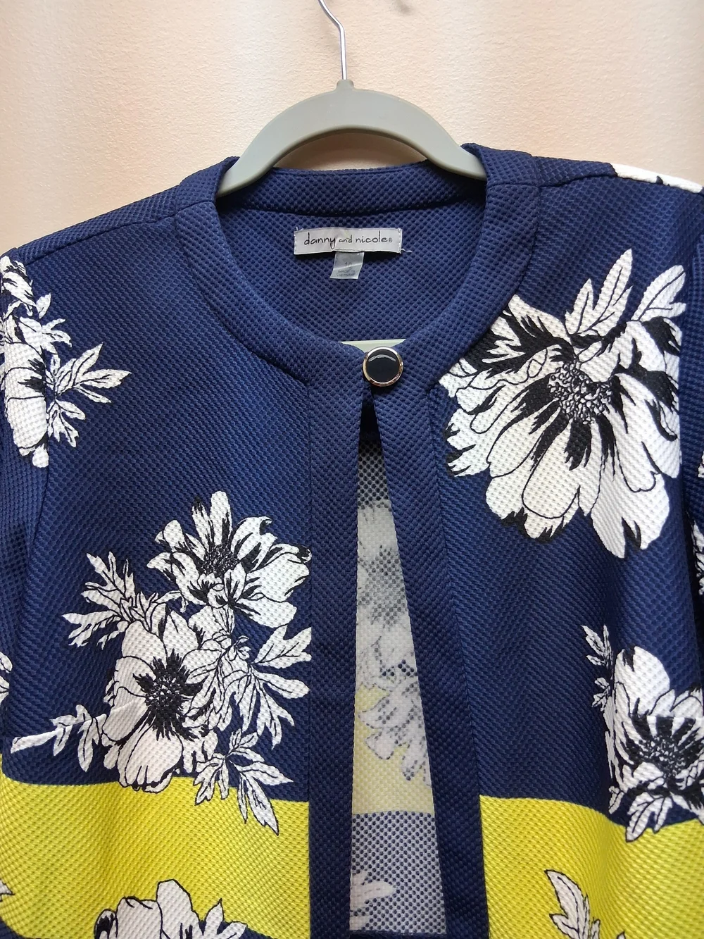 Danny & Nicole Navy Blue Floral Cropped Jacket & Sheath Dress Set Size 10 NWT